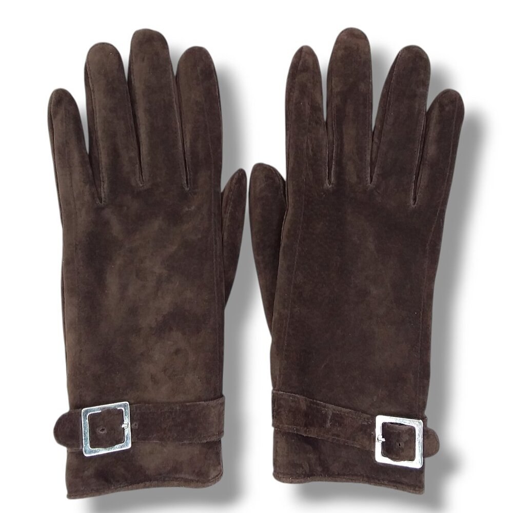 Thinsulate Brown Suede Leather Gloves Size Large Buckle 40g Cold Weather Winter
